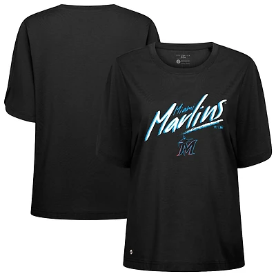 Women's Levelwear Black Miami Marlins Bloom Sizzle T-Shirt