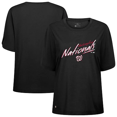 Women's Levelwear Black Washington Nationals Bloom Sizzle T-Shirt