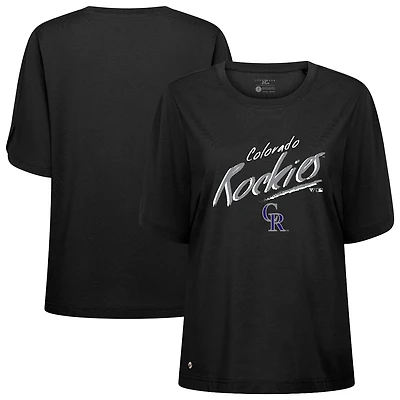 Women's Levelwear Black Colorado Rockies Bloom Sizzle T-Shirt