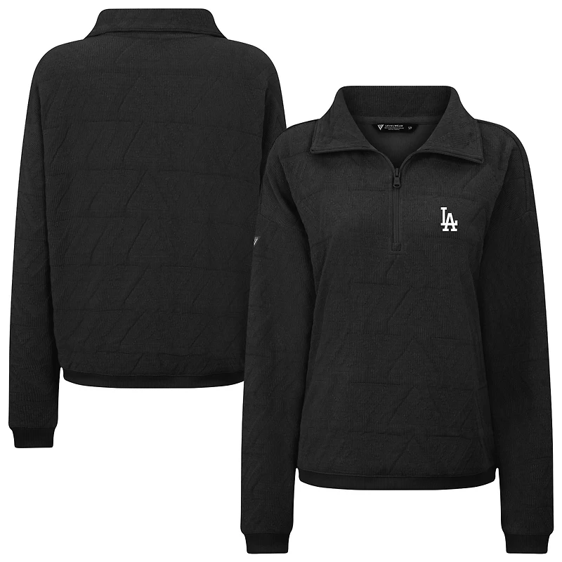 Women's Levelwear Black Los Angeles Dodgers Camden Insignia 2.0 Quarter-Zip Top