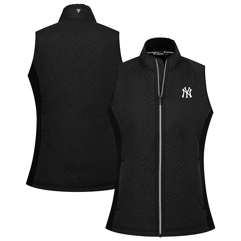 Women's Levelwear Black New York Yankees Sandra Insignia 2.0 Full-Zip Vest