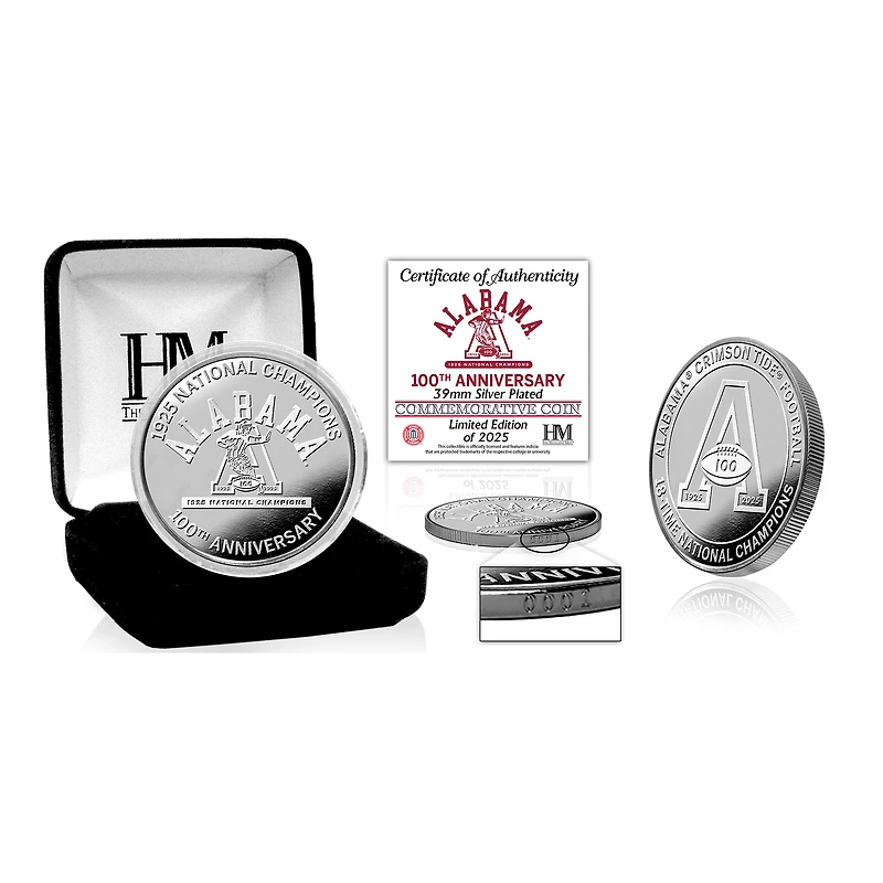 Highland Mint Alabama Crimson Tide 100th Anniversary 1925 Championship Silver Flip Coin