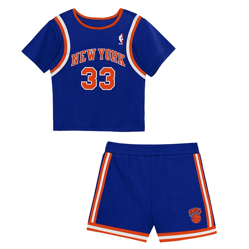 Toddler Mitchell & Ness Patrick Ewing Blue New York Knicks 2-Piece Play by Place T-Shirt & Shorts Set
