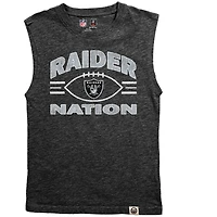 Youth Wes & Willy  Heather Black Las Vegas Raiders Muscle Tank Top