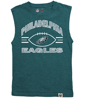 Youth Wes & Willy Heather Midnight Green Philadelphia Eagles Muscle Tank Top