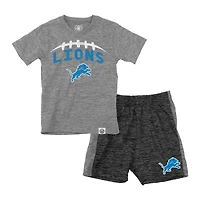 Toddler Wes & Willy  Gray/Charcoal Detroit Lions T-Shirt & Contrasting Shorts Set
