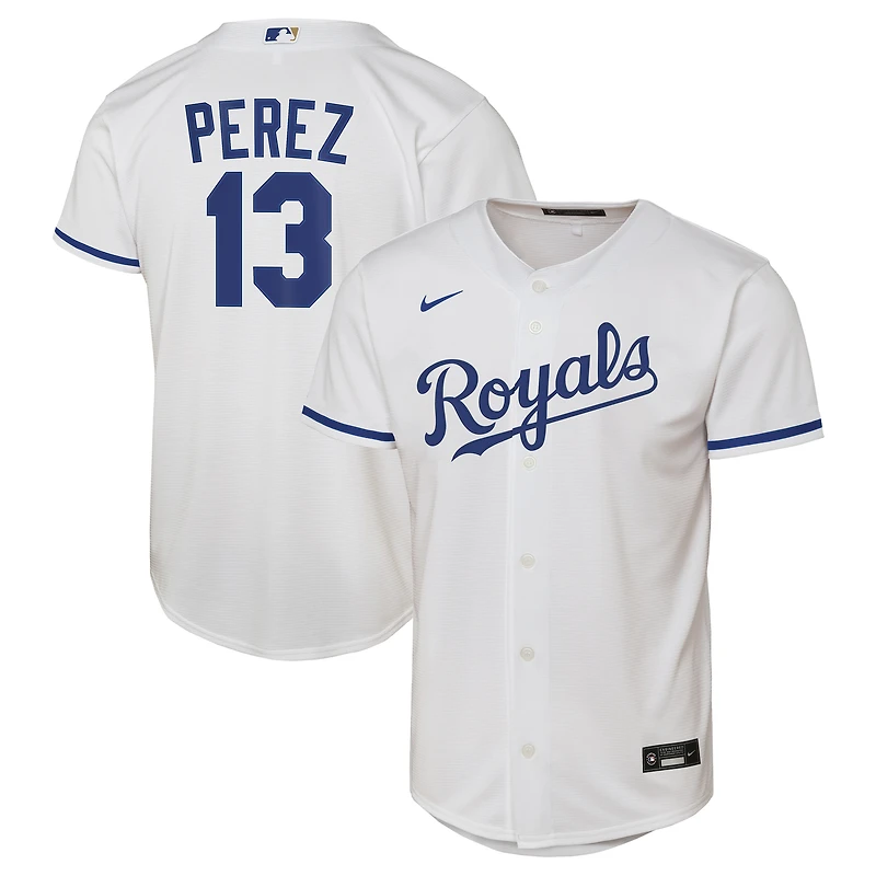 Youth Nike Salvador Perez White Kansas City Royals Home Replica Jersey