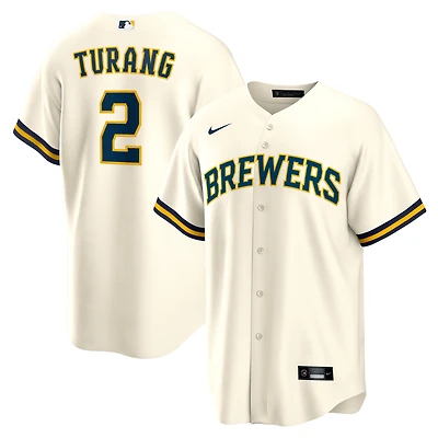 Youth Nike Brice Turang Cream Milwaukee Brewers Home Replica Jersey