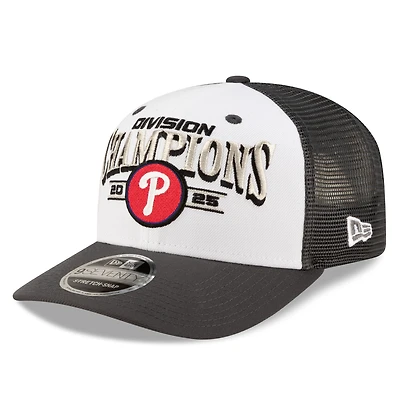 Men's New Era White Philadelphia Phillies 2025 NL East Division Champions Locker Room 9SEVENTY Adjustable Trucker Hat