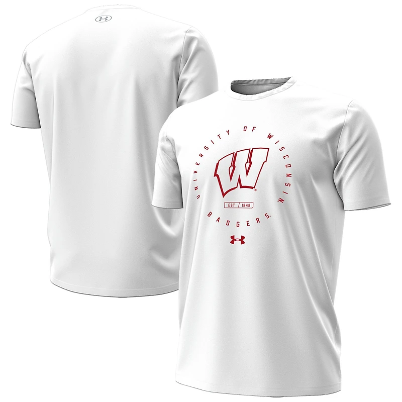 Men's Under Armour Wisconsin Badgers White Out HeatGear T-Shirt