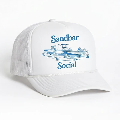 Men's  White Flomotion Sandbar Social Foam Trucker Adjustable Hat