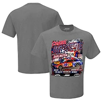 Men's Checkered Flag Sports Heather Charcoal Chase Briscoe 2025 Cook Out Southern 500 Race Winner T-Shirt