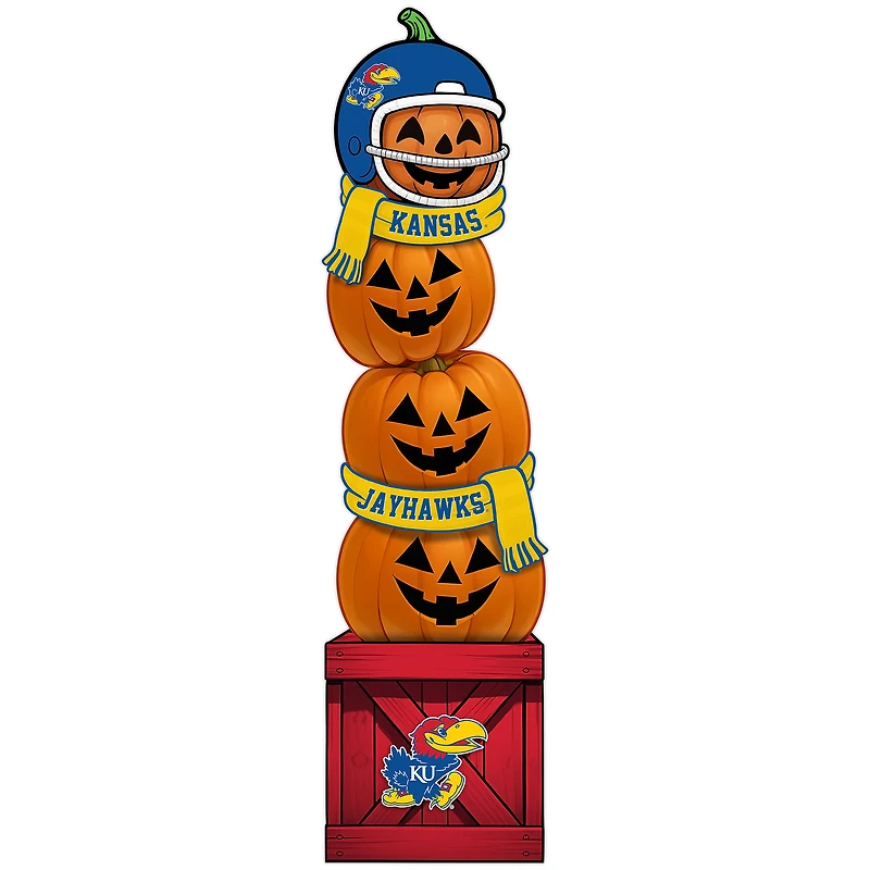 Kansas Jayhawks 31" Stacked Pumpkin Leaner