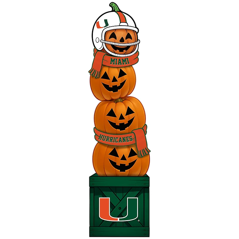 Miami Hurricanes 31" Stacked Pumpkin Leaner