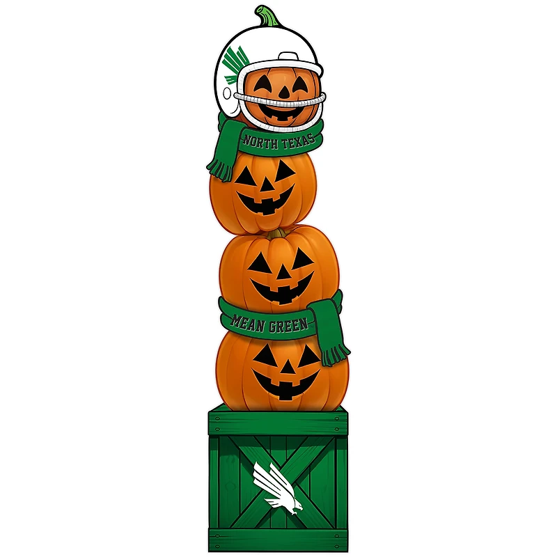 North Texas Mean Green 31" Stacked Pumpkin Leaner