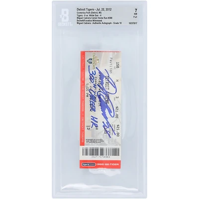 Miguel Cabrera Detroit Tigers Autographed 300th Career Home Run Beckett Fanatics Witnessed Authenticated /10 Ticket from July 22