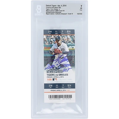 Miguel Cabrera Detroit Tigers Autographed 2,000th Career Hit Beckett Fanatics Witnessed Authenticated 7/10 Ticket from April 04, 2014 with "2000th Career Hit" Inscription