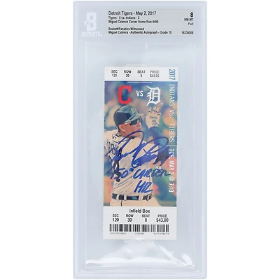 Miguel Cabrera Detroit Tigers Autographed 450th Career Home Run Beckett Fanatics Witnessed Authenticated /10 Ticket from May 02