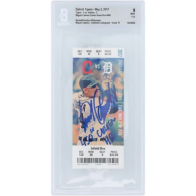 Miguel Cabrera Detroit Tigers Autographed 450th Career Home Run Beckett Fanatics Witnessed Authenticated 9/10 Ticket from May 02, 2017 with "450th Career HR" Inscription