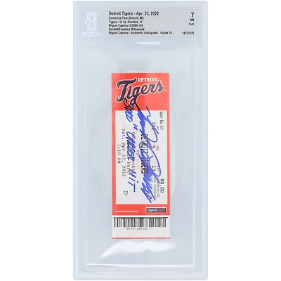 Miguel Cabrera Detroit Tigers Autographed 3,000th Hit Beckett Fanatics Witnessed Authenticated /10 Ticket from April 23, 2022 with "3,000th Career Hit" Inscription