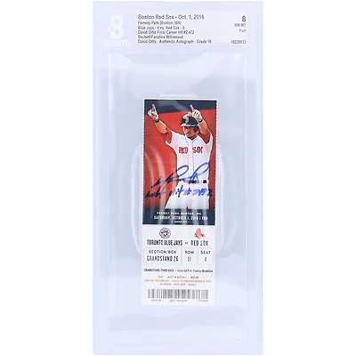 David Ortiz Boston Red Sox Autographed Final Career Hit Beckett Fanatics Witnessed Authenticated /10 Ticket from October 01, 2016 with "Last Hit #2,472" Inscription