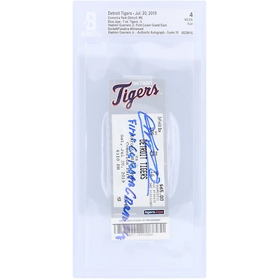 Vladimir Guerrero Jr. Toronto Blue Jays Autographed First Career Grand Slam Beckett Fanatics Witnessed Authenticated 4/10 Ticket from July 20, 2019 with "1st Career Grand Slam" Inscription