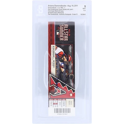 Paul Goldschmidt Arizona Diamondbacks Autographed First Career Multi-Hit Game Beckett Fanatics Witnessed Authenticated 9/10 Ticket from August 14, 2011 with "1st Multi Hit Game" Inscription