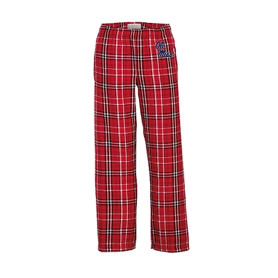 Youth Boxercraft Red Ole Miss Rebels Plaid Flannel Pants