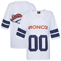 Women's Cuce White Denver Broncos Rhinestone V-Neck Tunic