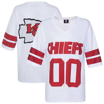 Women's Cuce White Kansas City Chiefs Rhinestone V-Neck Tunic