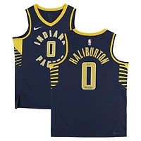 Tyrese Haliburton Indiana Pacers Autographed Navy Nike Icon Swingman Jersey with "What the Hali" Inscription