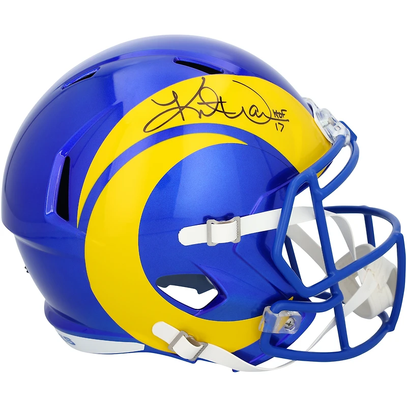 Kurt Warner Los Angeles Rams Autographed Speed Replica Helmet with "HOF 17" Inscription