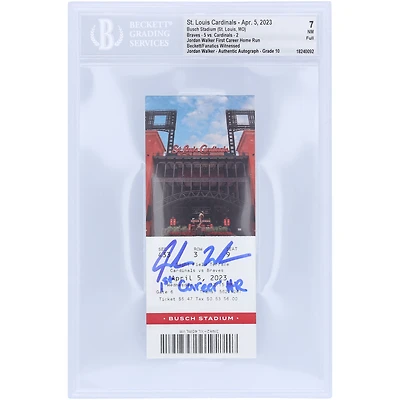 Jordan Walker St. Louis Cardinals Autographed 1st Career Home Run Beckett Fanatics Witnessed Authenticated /10 Ticket from April 5