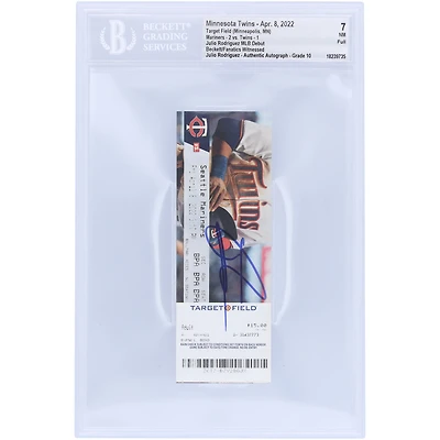 Julio Rodriguez Seattle Mariners Autographed MLB Debut Beckett Fanatics Witnessed Authenticated /10 Ticket from April 8