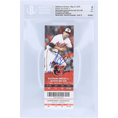 Mookie Betts Boston Red Sox Autographed 1st Career 3-HR Game Beckett Fanatics Witnessed Authenticated /10 Ticket from May 31