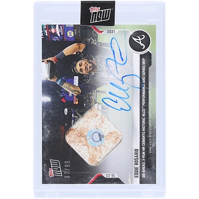 Eddie Rosario Atlanta Braves Autographed 2021 Topps Now World Series Game-Used Base #1008A #87/99 Card