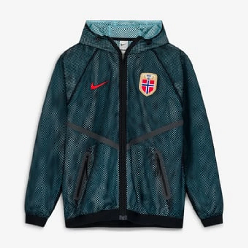 Men's Nike Black Norway National Team 2026 Anthem Mesh Dri-FIT Full-Zip Hooded Jacket