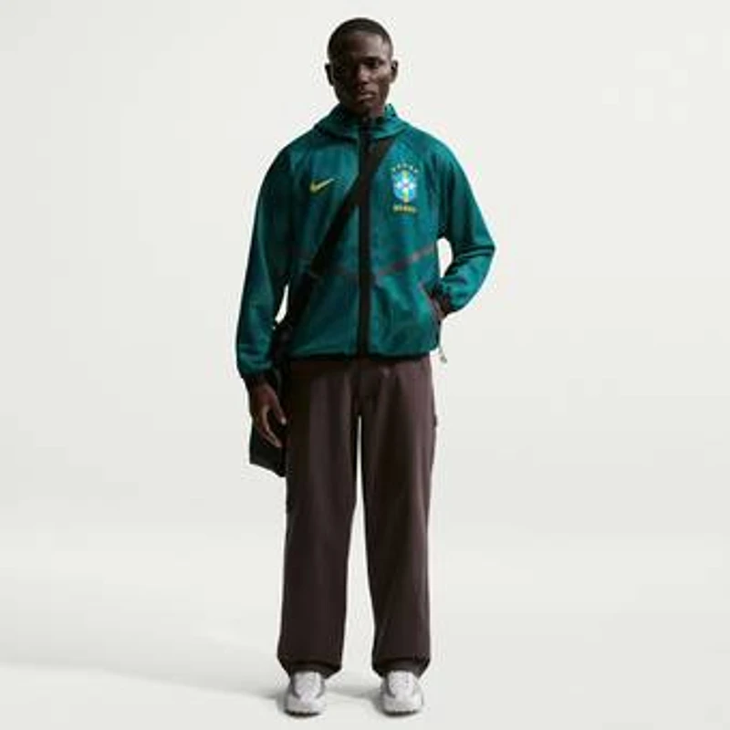 Men's Nike Green Brazil National Team 2026 Anthem Mesh Dri-FIT Full-Zip Hooded Jacket