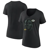 Women's Micah Parsons Black Green Bay Packers Portrait V-Neck T-Shirt