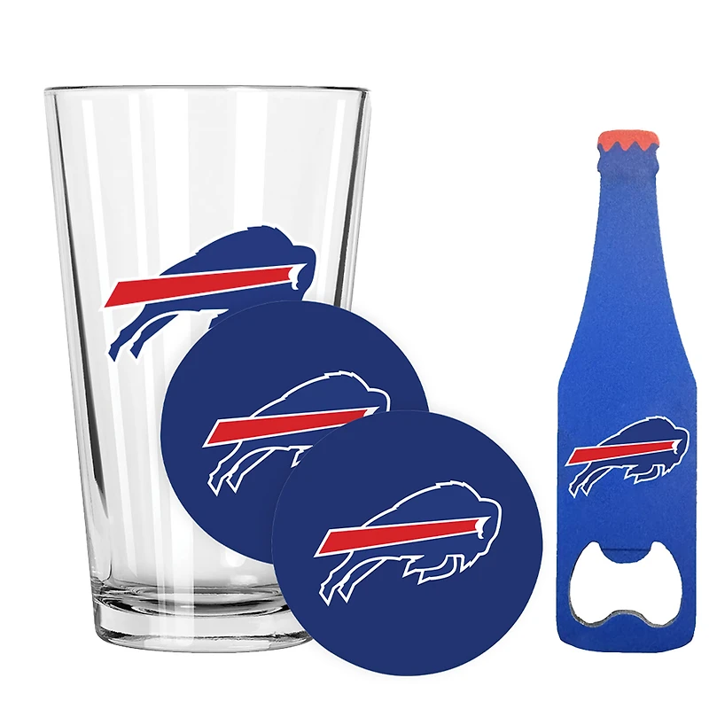 The Memory Company Buffalo Bills 16oz. Pint Glass with Coasters & Bottle Opener