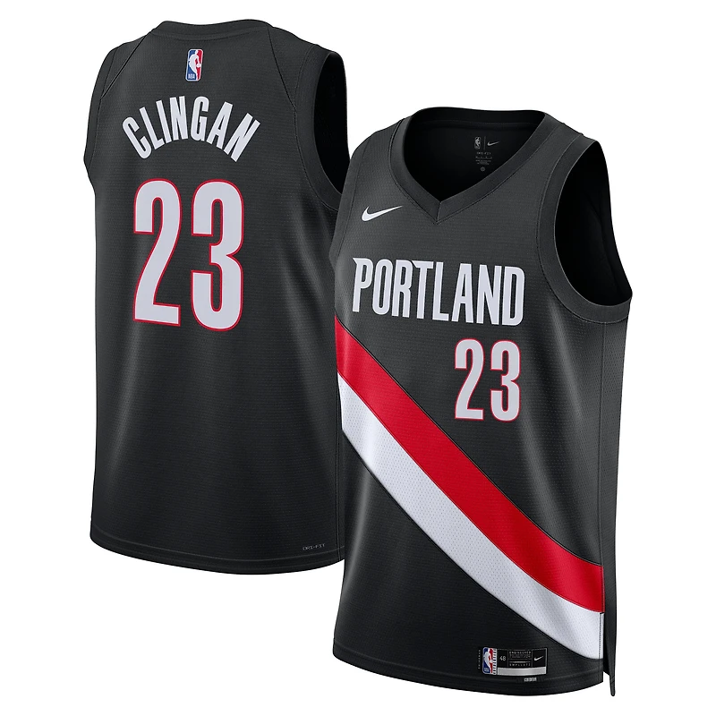 Unisex Nike Donovan Clingan Black Portland Trail Blazers Swingman Jersey - Icon Edition