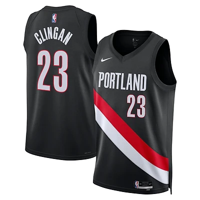 Unisex Nike Donovan Clingan Black Portland Trail Blazers Swingman Jersey - Icon Edition