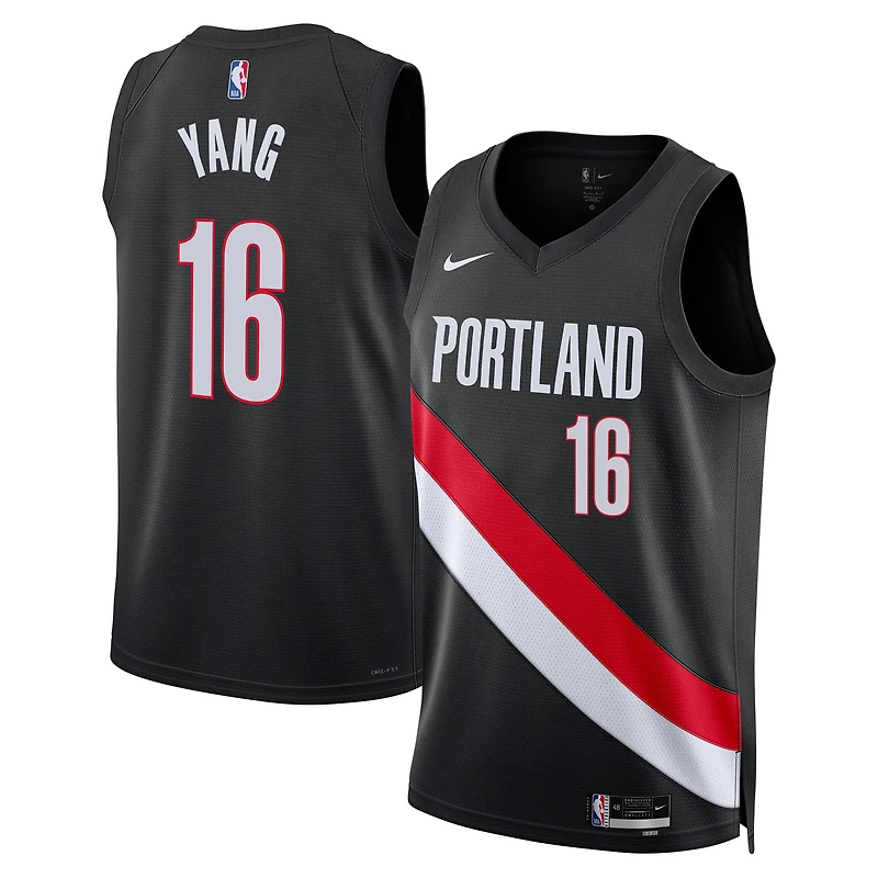 Unisex Nike Yang Hansen Black Portland Trail Blazers Swingman Jersey - Icon Edition