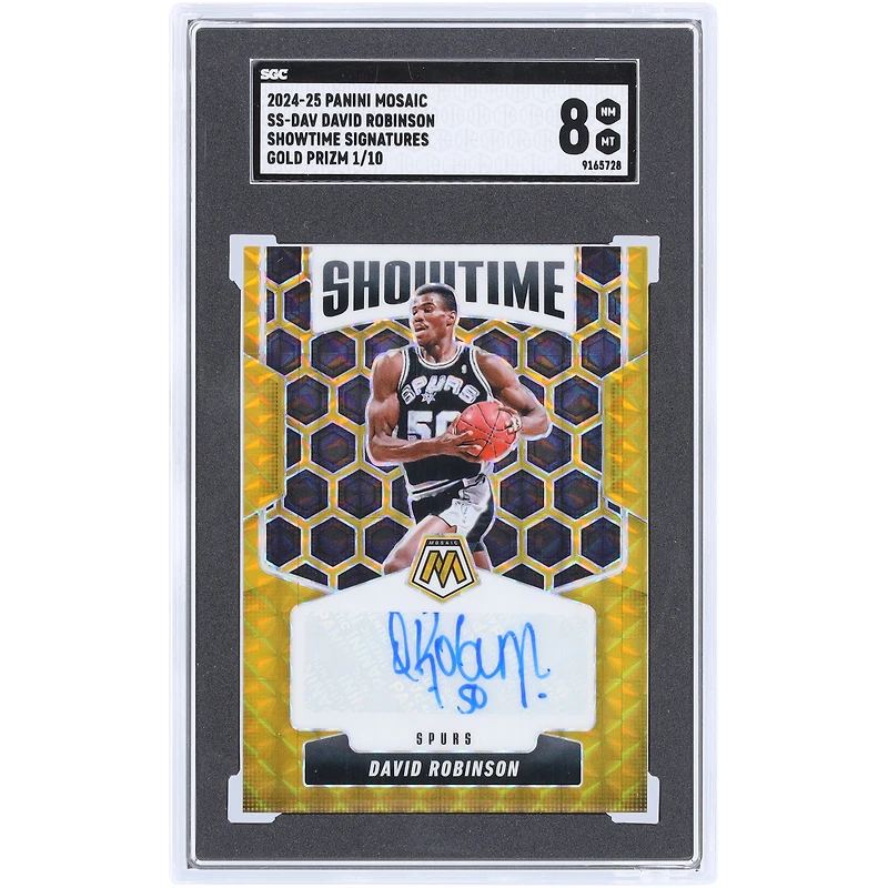 David Robinson San Antonio Spurs Autographed 2024-25 Panini Mosaic Gold Prizm Showtime #SS-DAV #1/10 SGC Authenticated 8 Card