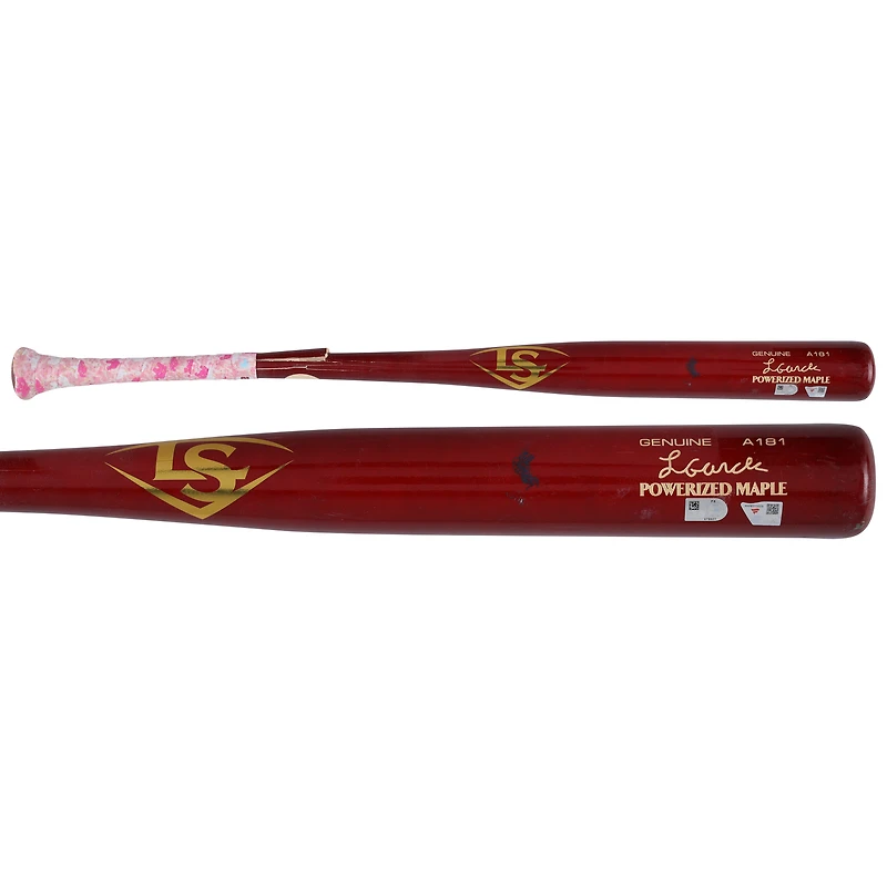 Luis García Jr. Washington Nationals Game-Used Red Louisville Slugger Broken Bat vs. Philadelphia Phillies on August 15, 2025