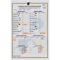Pittsburgh Pirates Autographed Game-Used Lineup Card vs. Milwaukee Brewers on August 11, 2025