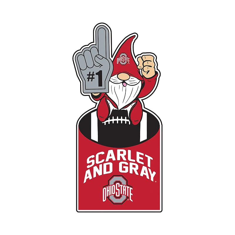 Ohio State Buckeyes 30" Metal Gnome 3-in-1 Outdoor Yard Sign
