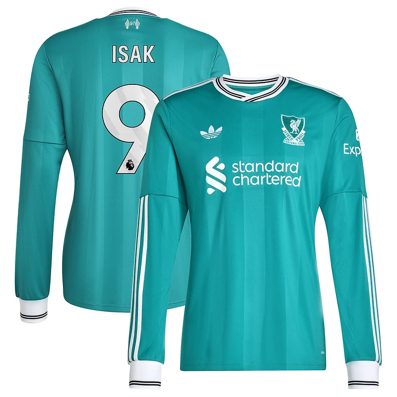 Men's adidas Alexander Isak Green Liverpool 2025/26 Third Replica Long Sleeve Player Jersey
