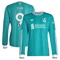 Men's adidas Alexander Isak Green Liverpool 2025/26 Third Replica Long Sleeve Player Jersey