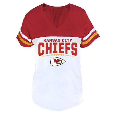 Women's Profile Red/White Kansas City Chiefs Plus Size Split Body V-Neck T-shirt